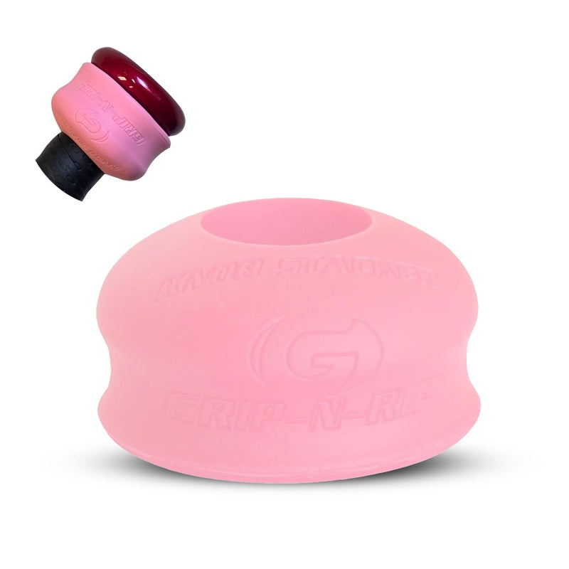 Grip-N-Rip Knob Stacker Choke-Up Ring for Baseball/Softball Bats Provides Choking Up Space & Relief from Bat Sting, Stackable for Custom Fit and Comfort (Pink) - Image 1