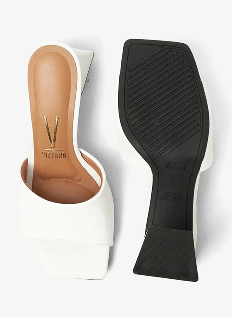 Vizzano White Mid Heels Sandals for Women – Sling Back Heel Sandals for Girls with Ankle Strap for Women | Best Price UAE