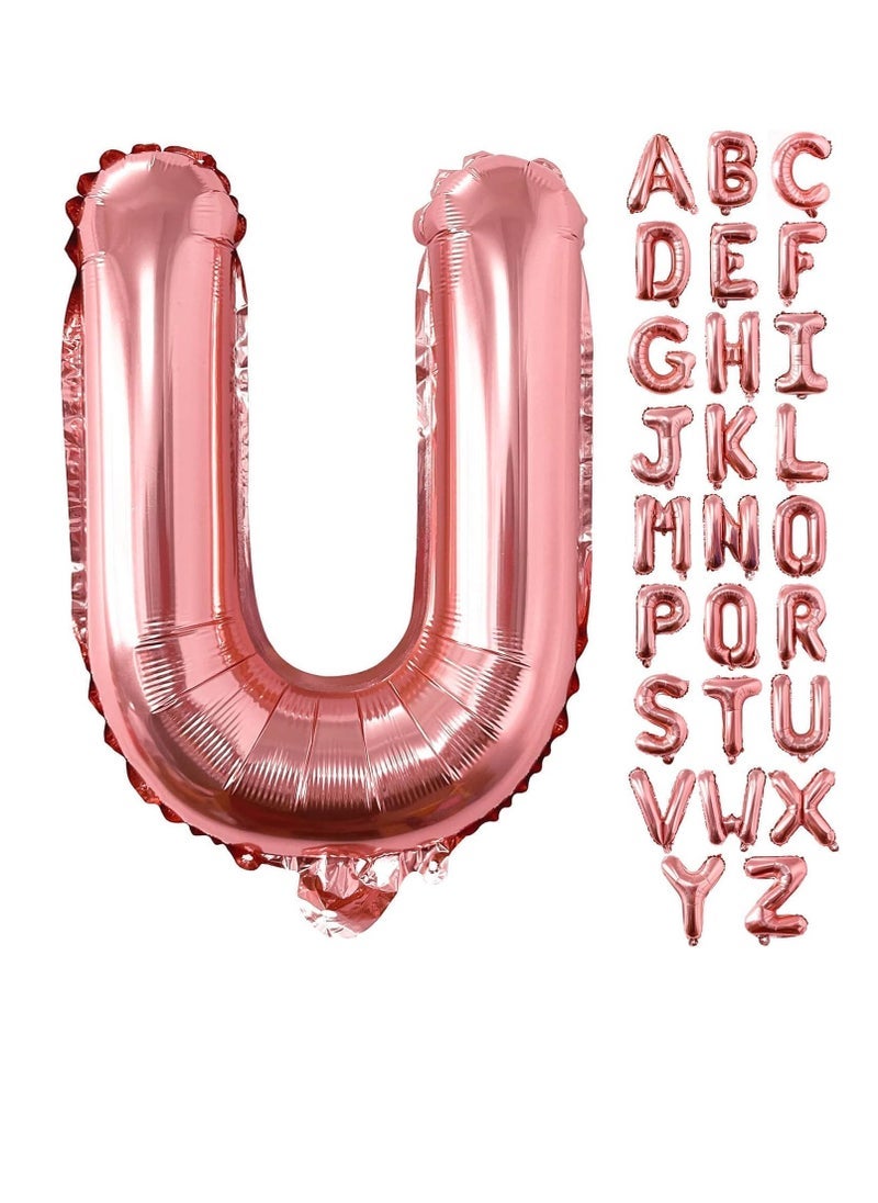 Party with Emma Rose Gold Letter A to Z Balloons 32 inch Large Alphabet Balloons Rose Gold Helium Foil Letter Balloon Banner for Birthday Party Anniversary Wedding Decoration (Rose Gold-U) - Image 1