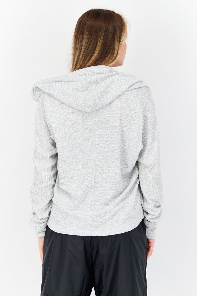 Marc New York Women Hooded Plain Sweater, Grey - Image 4