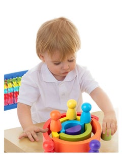 Y&D Rainbow Blocks, Wooden Building Educational Fun Blocks Stacking Toys, Set Good Gifts for Children  - Image 1
