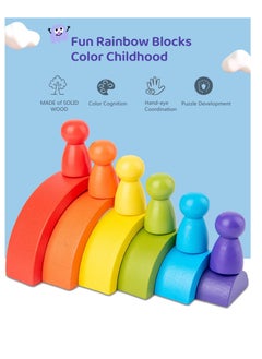 Y&D Rainbow Blocks, Wooden Building Educational Fun Blocks Stacking Toys, Set Good Gifts for Children  - Image 5