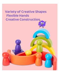 Y&D Rainbow Blocks, Wooden Building Educational Fun Blocks Stacking Toys, Set Good Gifts for Children  - Image 3