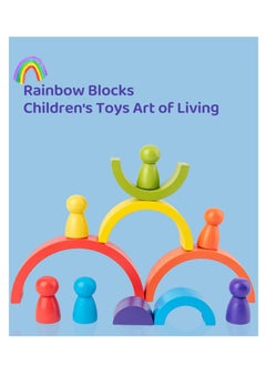 Y&D Rainbow Blocks, Wooden Building Educational Fun Blocks Stacking Toys, Set Good Gifts for Children  - Image 4