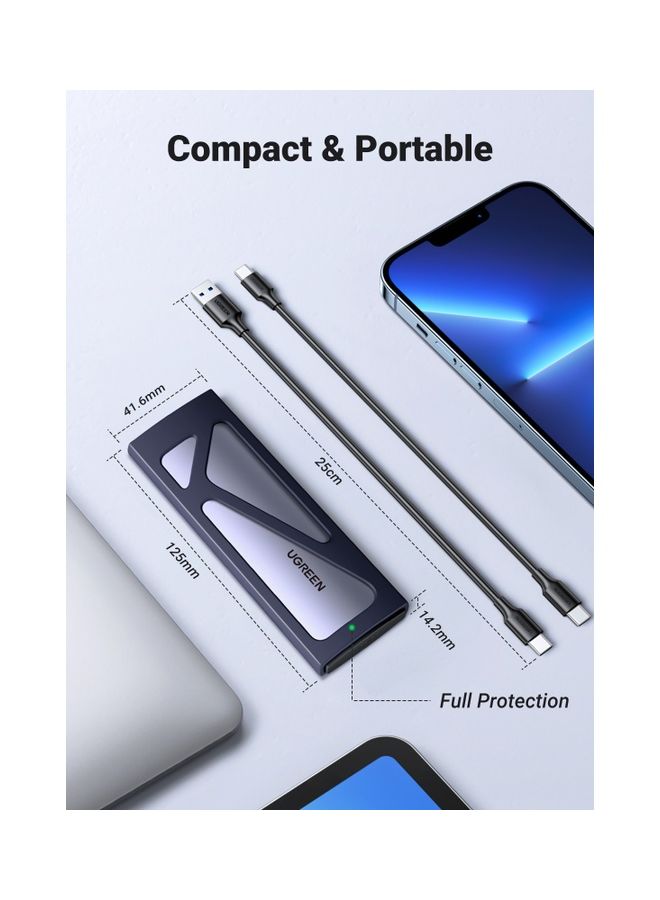 يو جرين يوجرين حاوية M.2 NVMe محول SSD و 10 Gbps USB C 3.2 Gen2 حاوية خارجية خالية من الأدوات وقارئ NVMe يدعم مفاتيح M و B&M وحجم 2230/2242/2260/2280 SSDs متوافق مع صاعقة 3 - Image 5