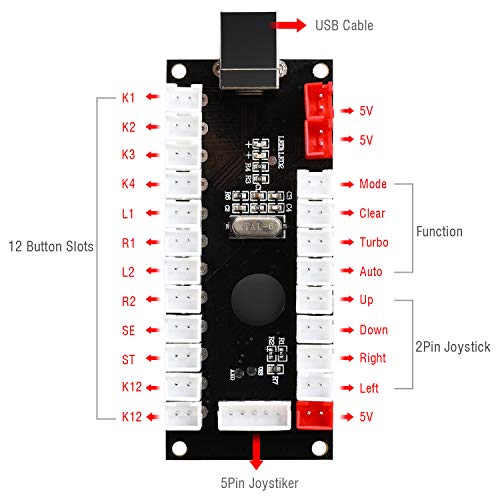 Reyann Zero Delay Arcade USB Encoder Pc to Joystick for Mame Jamma & Other Pc Fighting Games for American Style Arcade Joystick & HAPP Style Arcade Buttons - Image 2