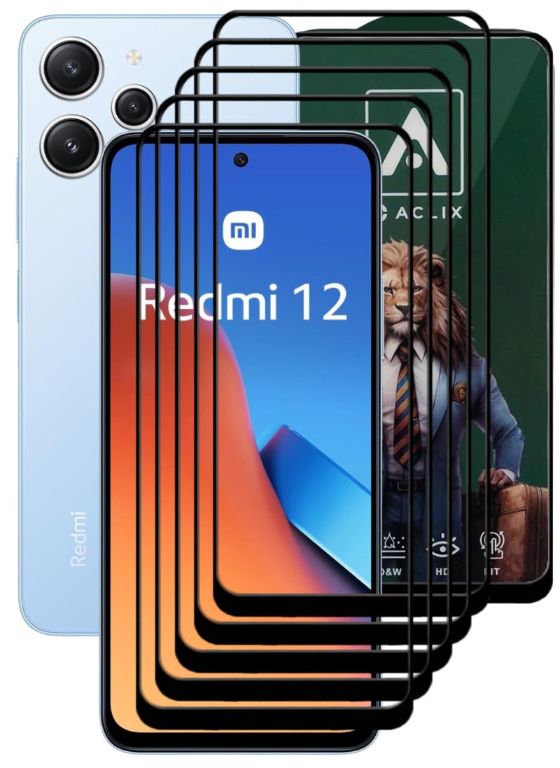 ACLIX 5 Pieces Antistatic ESD Dustproof Premium Quality High Definition Tempered Glass Screen Protector Designed For Xiaomi Redmi 12 - Image 1