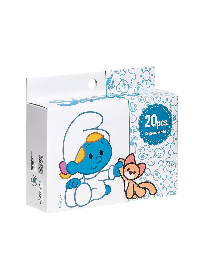 THE SMURFS - Smurfs Smurf - Box of 20 Disposable Bibs, Baby Disposable Bibs, Infant bibs, Travel baby bibs - Image 1