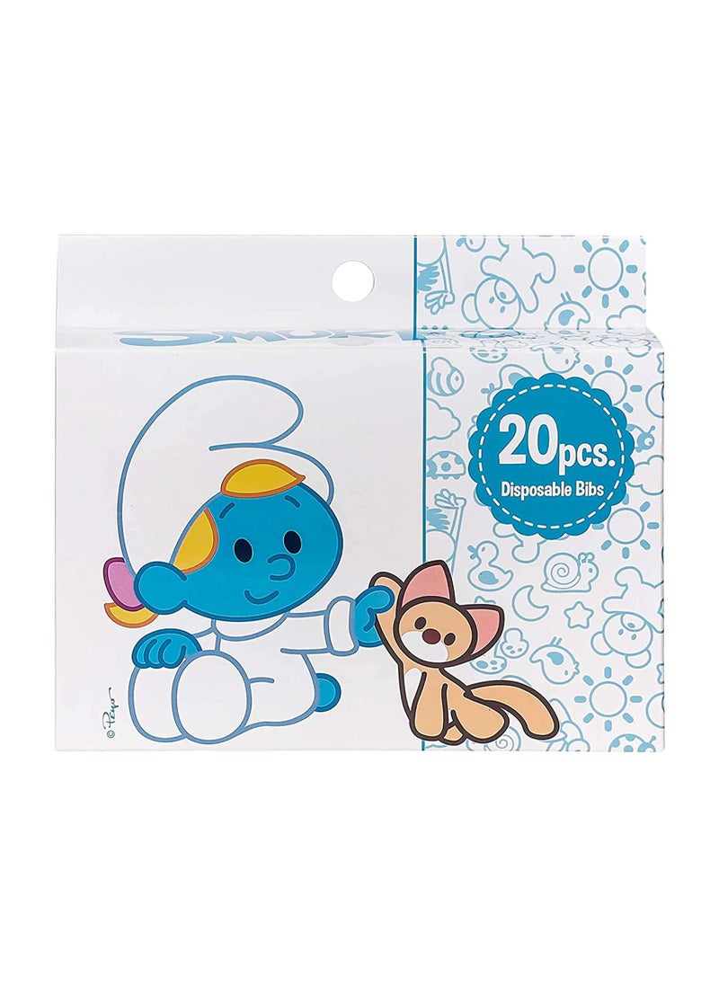 THE SMURFS - Smurfs Smurf - Box of 20 Disposable Bibs, Baby Disposable Bibs, Infant bibs, Travel baby bibs - Image 1