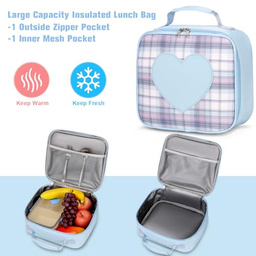 ACESAK Backpack for Girls - Bookbag Backpacks Schoolbag for Girls Kids Teen Women Casual Travel Daypacks - School Bag Elementary Middle School College Cute Backpack with Lunch Box (Blue) - Image 4