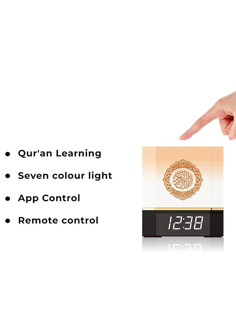 ELTRAZONE Complete Quran Speaker with Lamp, Clock, 14 Language Translations, 18 Reciters, Azaan Settings & Mobile App Control - Perfect Islamic Gift for All Ages, Multi-Functional, Portable, Modern Design (Black)  - Image 5