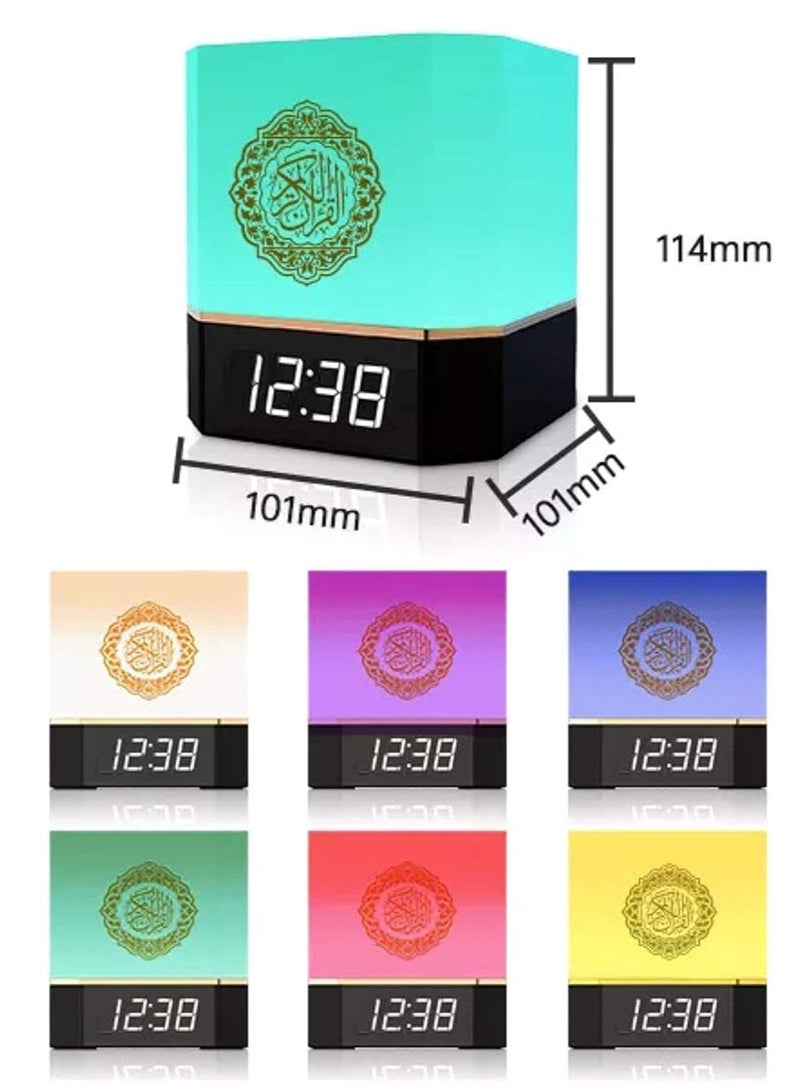 ELTRAZONE Complete Quran Speaker with Lamp, Clock, 14 Language Translations, 18 Reciters, Azaan Settings & Mobile App Control - Perfect Islamic Gift for All Ages, Multi-Functional, Portable, Modern Design (Black)  - Image 4