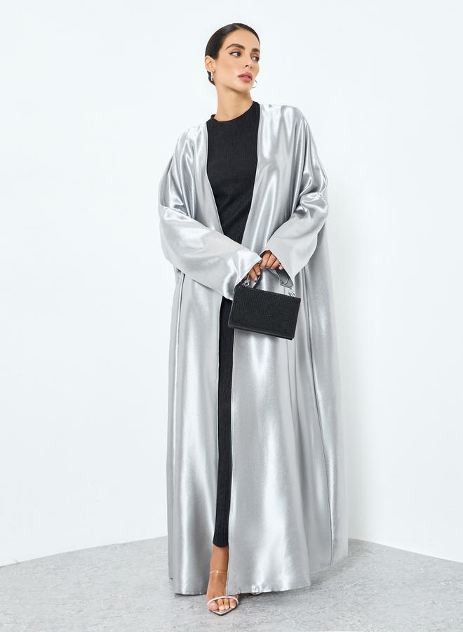 Take Two Women Silver Solid Long Sleeve Abaya - Image 1