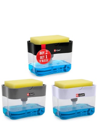[Pack of 3 pcs] 2-In-1 Soap Pump Dispenser & Sponge Holder Kitchen Sink Washing Soap Dispenser Dishwashing Dispensers with Sponge One-Handed Operation Instant Refill Dish Soap Dispenser - pzsku/ZA9496BCC57AA74191A73Z/45/_/1705992600/0e14d7b8-a679-4b9d-8620-54f42122c5dc