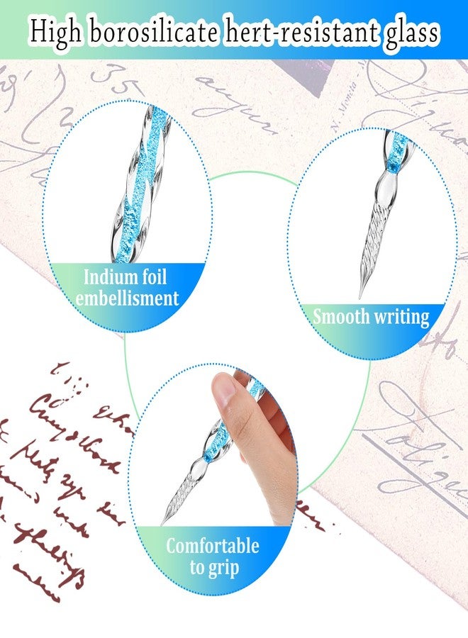 Zonon 6 Pcs Handmade Glass Dip Pen Crystal Glass Signature Pen Calligraphy Glass Pen Dip Ink Pen Borosilicate Present Pen for Writing Drawing Signatures (Classic Color,Elegant Style) - Image 3
