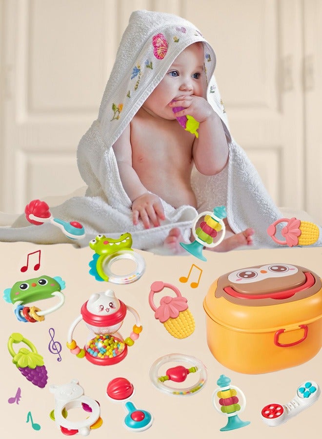 ELIKLIV 10PCS Baby Teething Set, Baby Teething Toys Set, Baby Teether Toy with Storage Box, Rattle Chew Toy for 0-9 Months Baby - Image 1