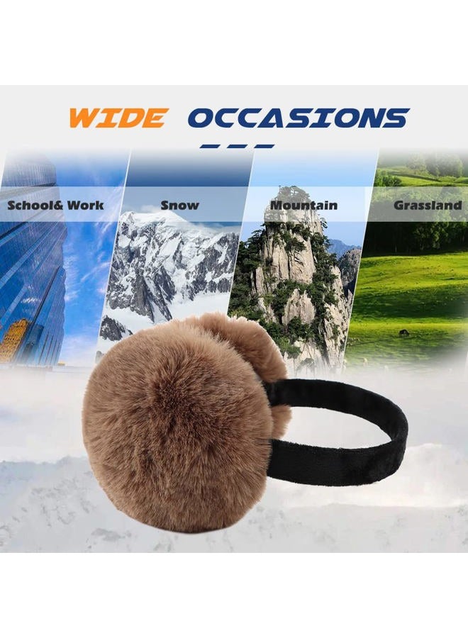 Peecabe Winter Women Earmuffs Faux Fur Girls Ear muffs Warm Unisex Ear Covers Foldable Outdoor Ear Warmers for Women Kids (Brown) - Image 5