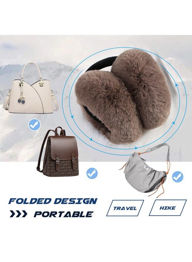 Peecabe Winter Women Earmuffs Faux Fur Girls Ear muffs Warm Unisex Ear Covers Foldable Outdoor Ear Warmers for Women Kids (Brown) - Image 4