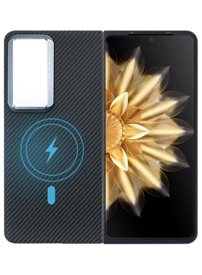 general Case Compatible with Honor Magic V2 Metal Magnetic 600D Real Aramid Carbon Fiber Phone Case Cover For Honor Magic V2 5G - Image 1