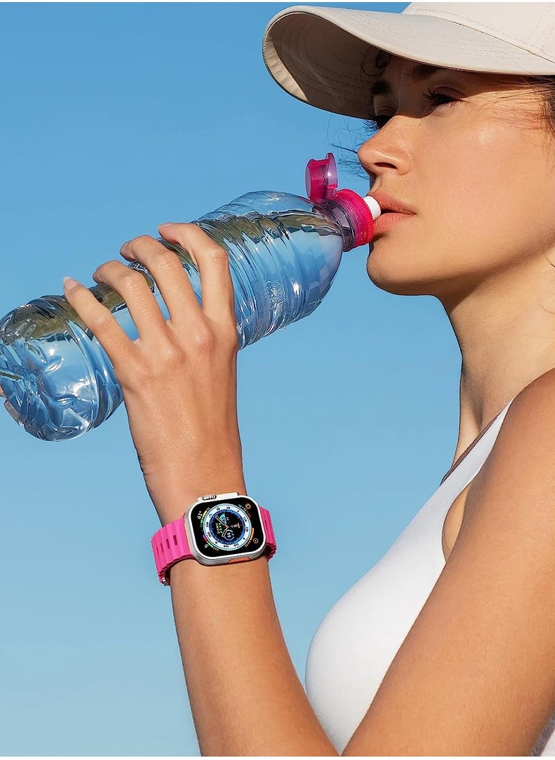 Color Fans - Apple Watch Ocean Band 41mm 40mm 38mm for Men Women, Soft Silicone Sport Band Replacement Strap for Apple Watch Ultra iWatch Series 8 7 SE 6 5 4 3 2 1 Barbie Pink - Image 1