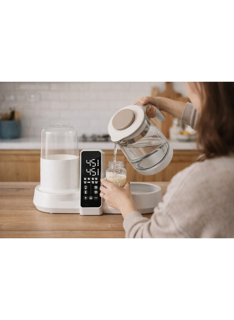 نيهون جهاز نيهون 6 في 1 لتعقيم وتسخين زجاجات الرضاعة مع غلاية كهربائية | شاشة عرض رقمية LED، وعاء زجاجي من البوروسيليكات سعة 1200 مل | لتحضير الحليب والحليب الصناعي وأطعمة الأطفال حديثي الولادة - Image 4