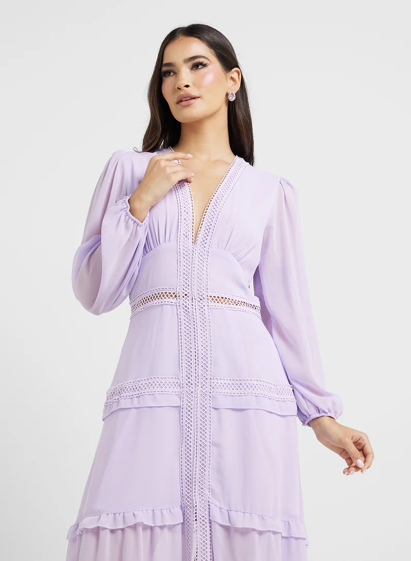 ELLA Puff Sleeve Dress With Tiers
