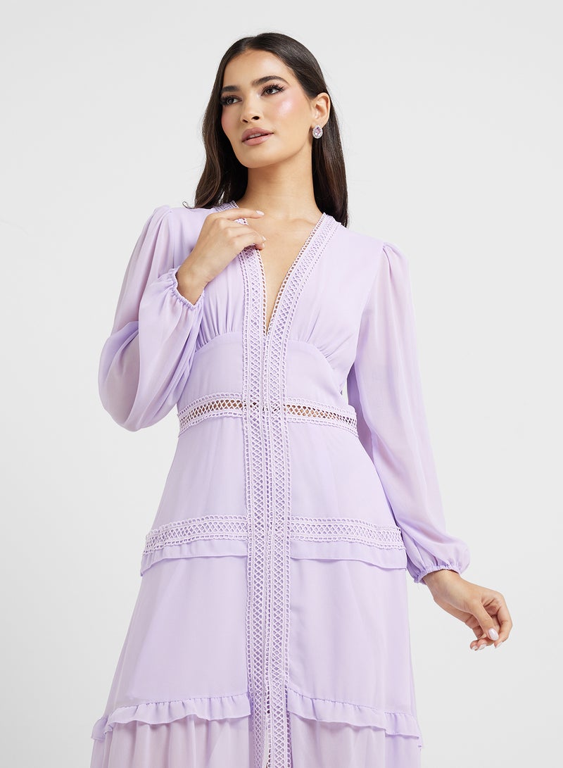ELLA Puff Sleeve Dress With Tiers - Image 3