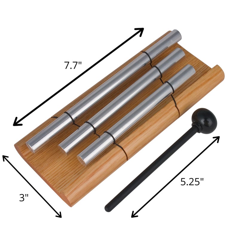Woodstock Chimes Woodstock Wind Chimes Zenergy Trio Hand Chime, Silver (7.7") Musically Tuned for Meditation, Yoga and Mindfulness, Great for Classrooms - Image 3