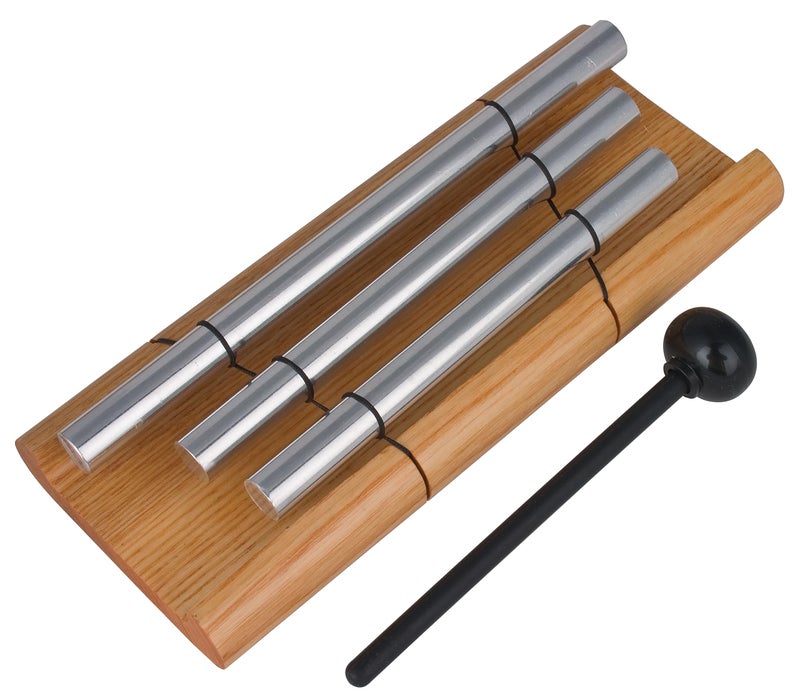 Woodstock Chimes Woodstock Wind Chimes Zenergy Trio Hand Chime, Silver (7.7") Musically Tuned for Meditation, Yoga and Mindfulness, Great for Classrooms - Image 1