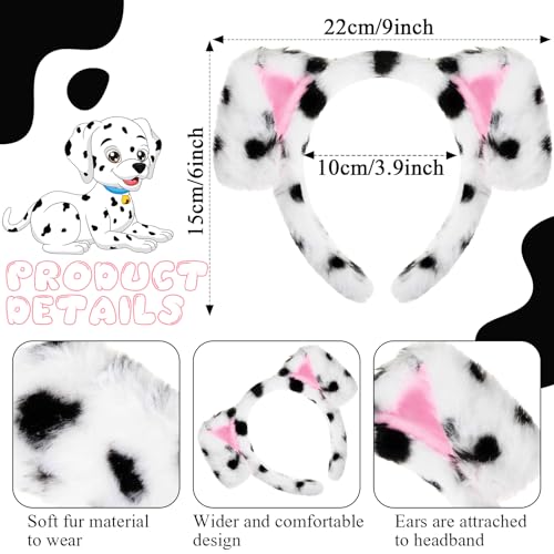 Syhood Puppy Dog Costume Set Kids Dog Ears Headband Bowtie Nose Tail Paw Gloves Puppy Costume Accessories for Carnival White - Image 5