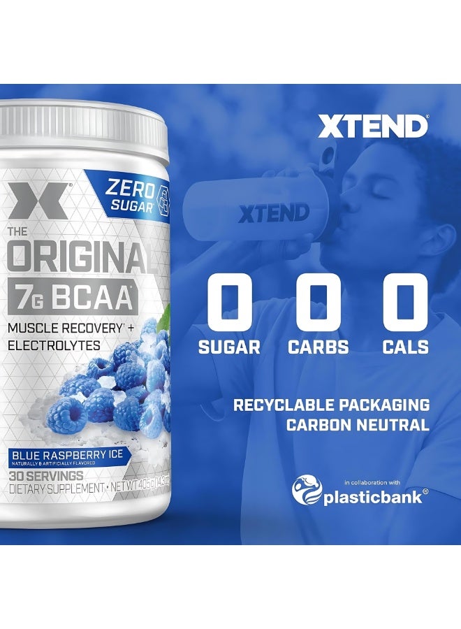 XTEND Original BCAA Powder Blue Raspberry Ice - ZERO CALORIE, ZERO CARB, ZERO SUGAR - Post Workout Muscle Recovery Drink with Amino Acids - 7g BCAAs for Men & Women - 30 Servings - Image 3