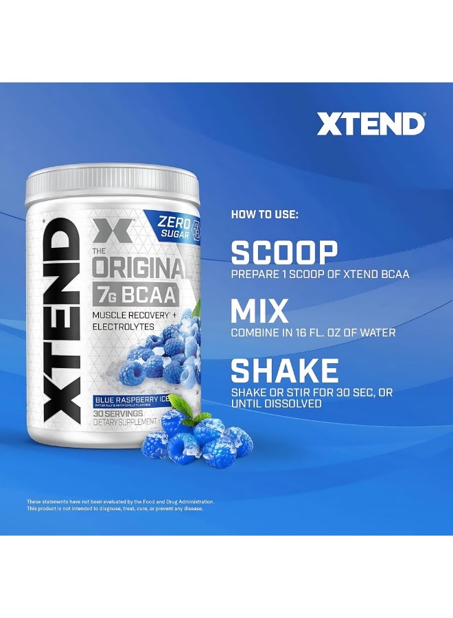 Xtend Original Bcaa Powder Blue Raspberry Ice Zero Calorie 7g Bcaas For Men & Women 30'S