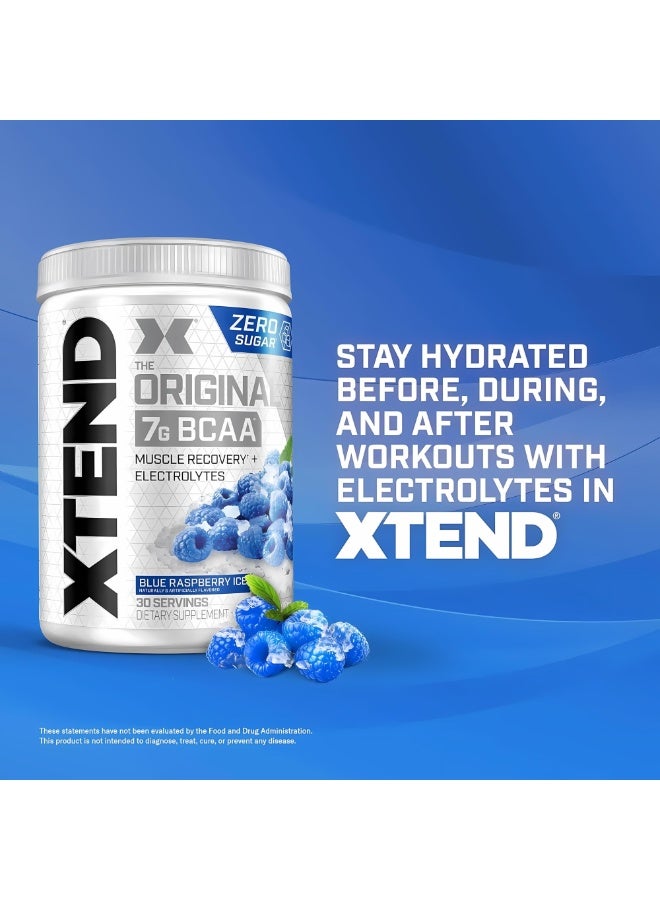 Xtend Original Bcaa Powder Blue Raspberry Ice Zero Calorie 7g Bcaas For Men & Women 30'S