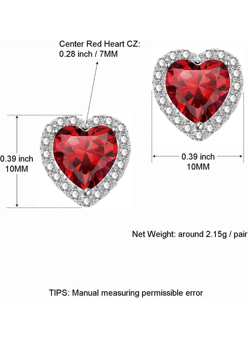 Cubic Zirconia Earrings Studs, CZ Stud Earrings 10MM Heart Halo Stud Earrings Hypoallergenic for Women - Image 2