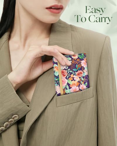 Slohif Checkbook Cover for Personal Duplicate Checks - Women Check Book Wallet Holder Pink Flowers Top Side Tear - Image 5