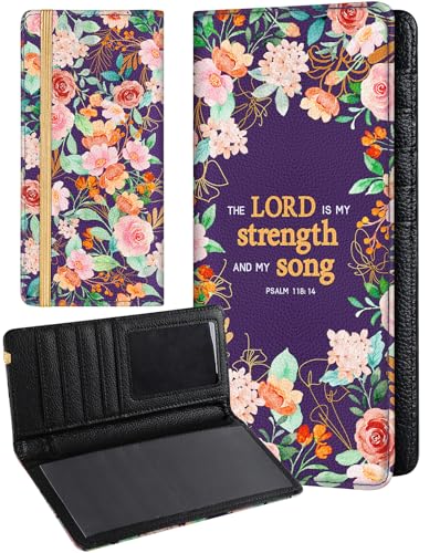 Slohif Checkbook Cover for Personal Duplicate Checks - Women Check Book Wallet Holder Pink Flowers Top Side Tear - Image 1