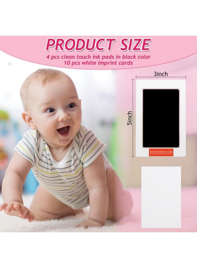 Outus Clean Touch Ink Pad Newborn Baby Handprint And Footprint Pet Paw Print Kit Inkless Infant Hand And Foot Stamp (Black 4.9 × 3.14 Inch) - Image 2