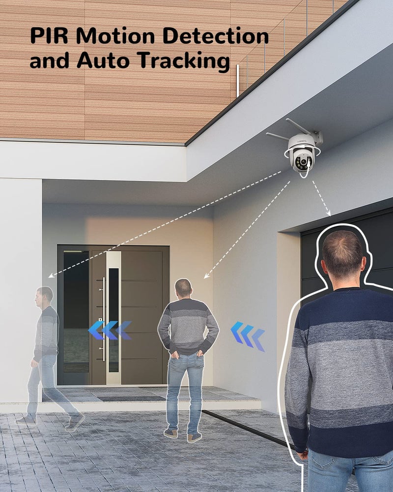 DEATTI Q30S PTZ Outdoor Surveillance Camera, 1080P WLAN IP Camera Outdoor 2.4GHz WiFi with Two-Way Audio, PIR Human Motion Sensor, Message Push, IP66, Support 128G SD Card (Without) (DECM10) - Image 2
