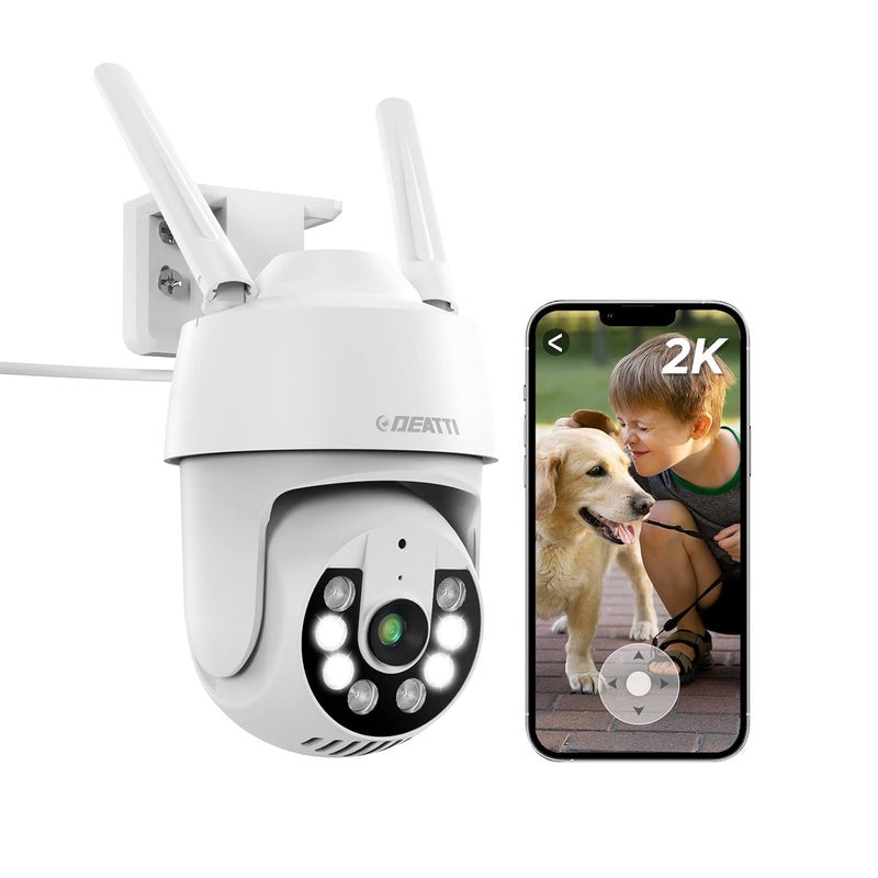 DEATTI Q30S PTZ Outdoor Surveillance Camera, 1080P WLAN IP Camera Outdoor 2.4GHz WiFi with Two-Way Audio, PIR Human Motion Sensor, Message Push, IP66, Support 128G SD Card (Without) (DECM10) - Image 1