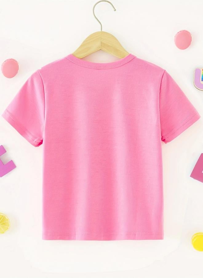 تايك تو تيشيرت بناتي وردي برسومات جريئة - Image 1