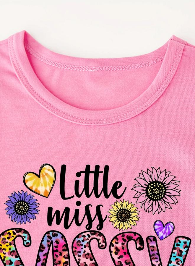 تايك تو تيشيرت بناتي وردي برسومات جريئة - Image 3