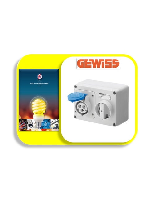 Fixed Interlocked Horizontal Socket 16a 2p+e 220v  IP44 GW66004
