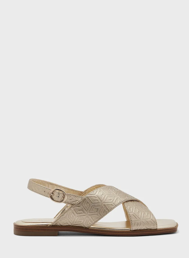 GUESS Raiee Cross Strap Flat Strap