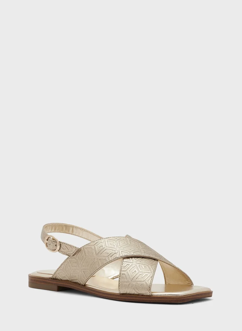 GUESS Raiee Cross Strap Flat Strap