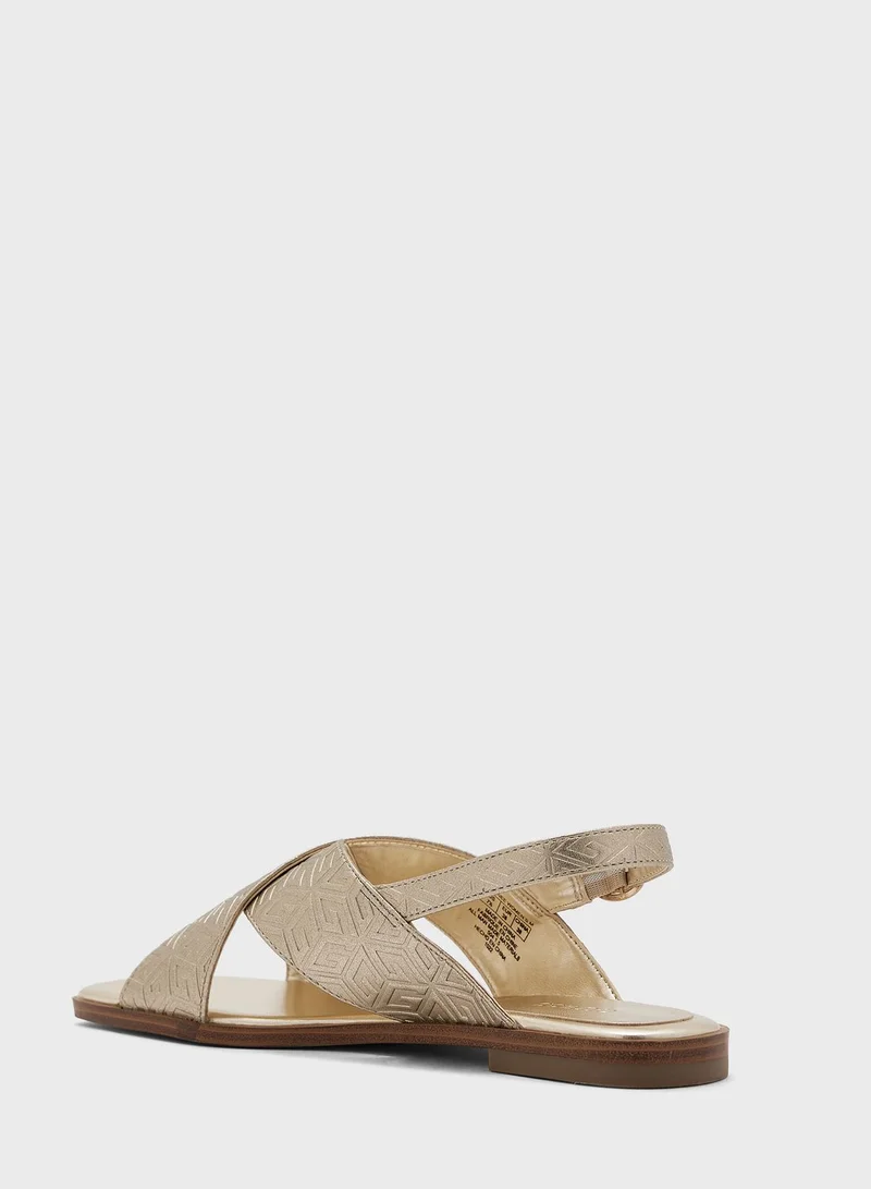 GUESS Raiee Cross Strap Flat Strap