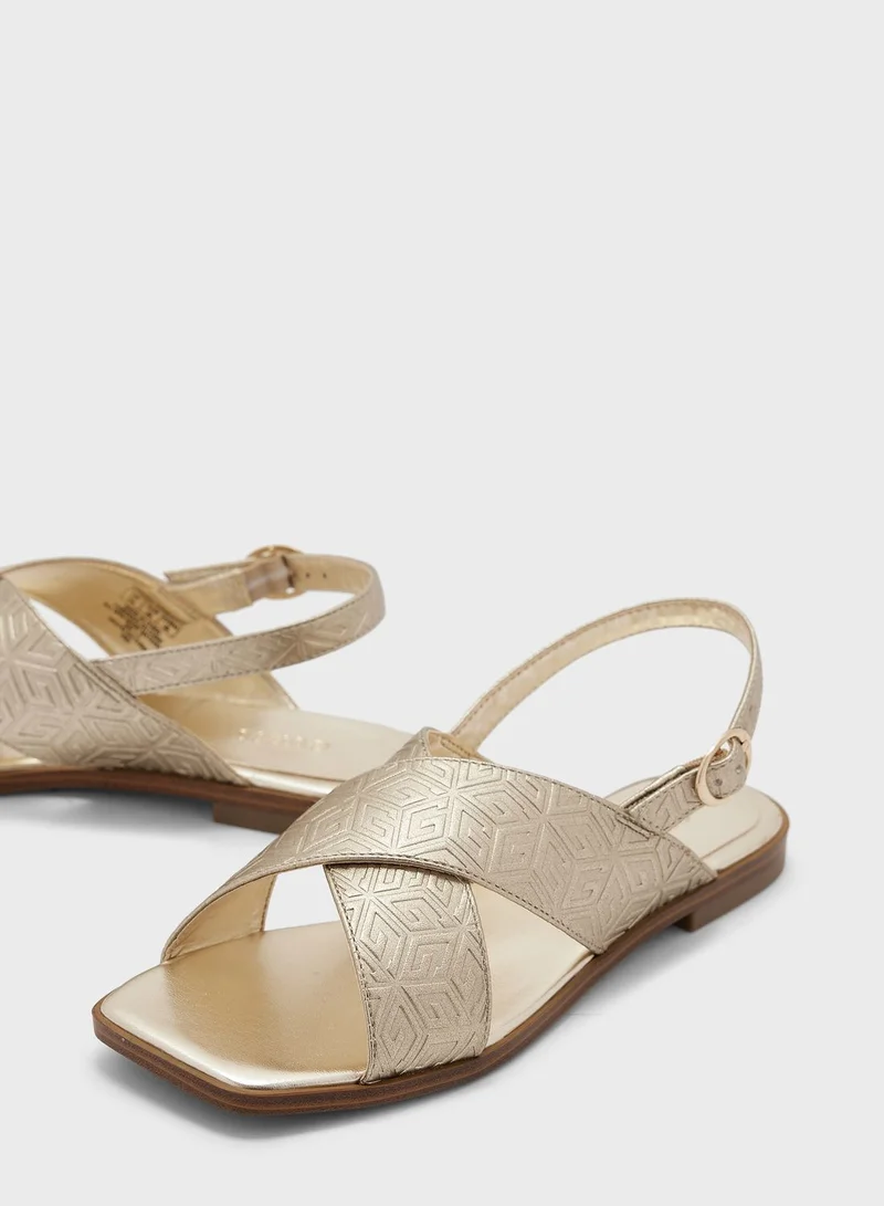 GUESS Raiee Cross Strap Flat Strap