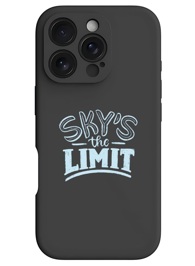 Theodor iPhone 16 Pro Max Black Protective Slim Fit Case Liquid Silicone Cover with Full Body Protection Anti-Scratch Shockproof Case For iPhone - sky is the limit - Image 1