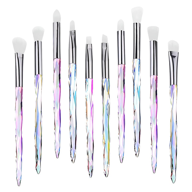 Kingtree Eyeshadow Makeup Brushes 10PCS Crystal Brushes for Eye Makeup Premium Synthetic Bristles Eyeshadow Blending Crease Makeup Eye Brush Set Professional Eyebrow Lip Make Up Tools