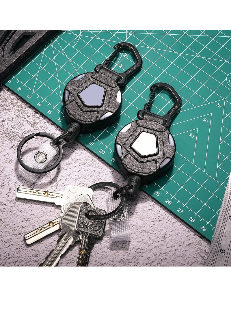 KASTWAVE 2 Pack Retractable Keychain, Heavy Duty Carabiner Badge Holder, Tactical Reel with Steel Retractable Cord, 8 oz - Image 5