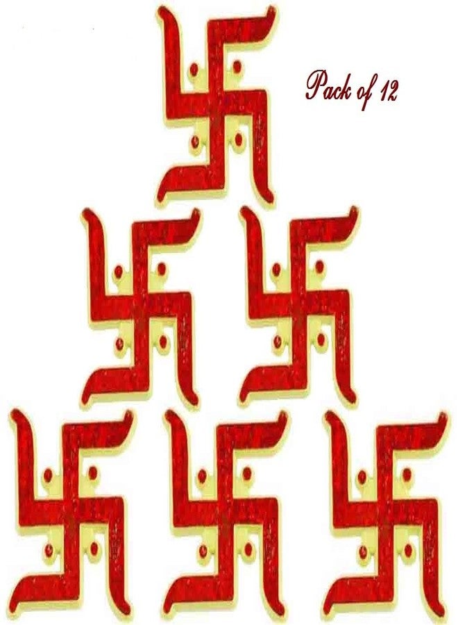 SK Craft Acrylic Plastic Swastik Sticker for Door Hindu Symbol Diwali Decoration (Big Size, Set of 12, Red) - Image 1
